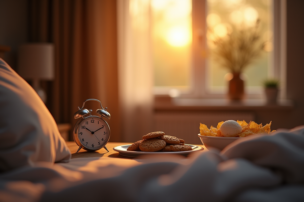 Chambre chaleureuse avec cookies glace et chips