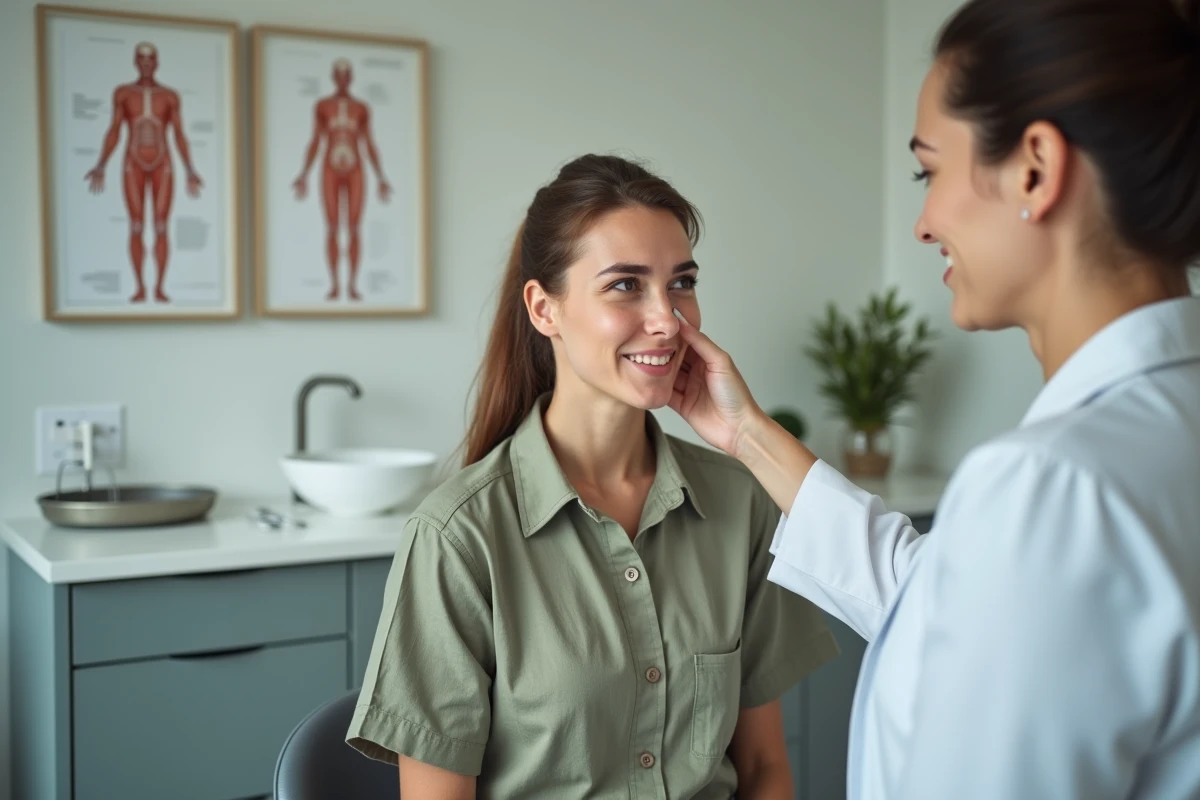 Consultation chez un professionnel de santé pour douleur et blocage de la mâchoire liés à l'anxiété