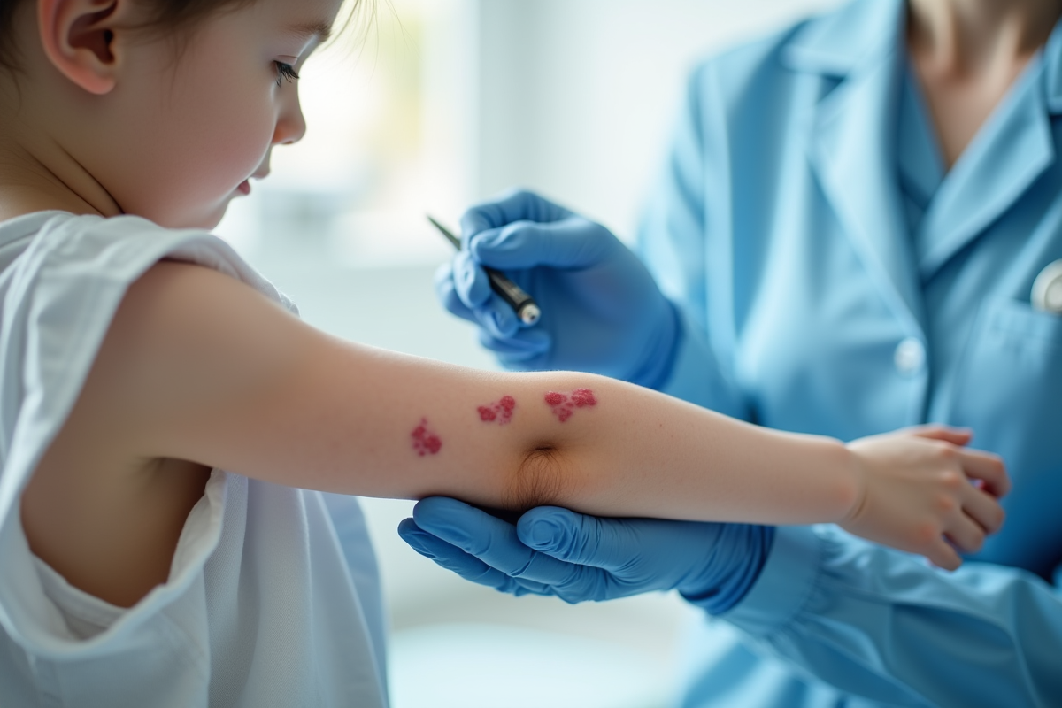 Professionnel de santé examinant une peau d