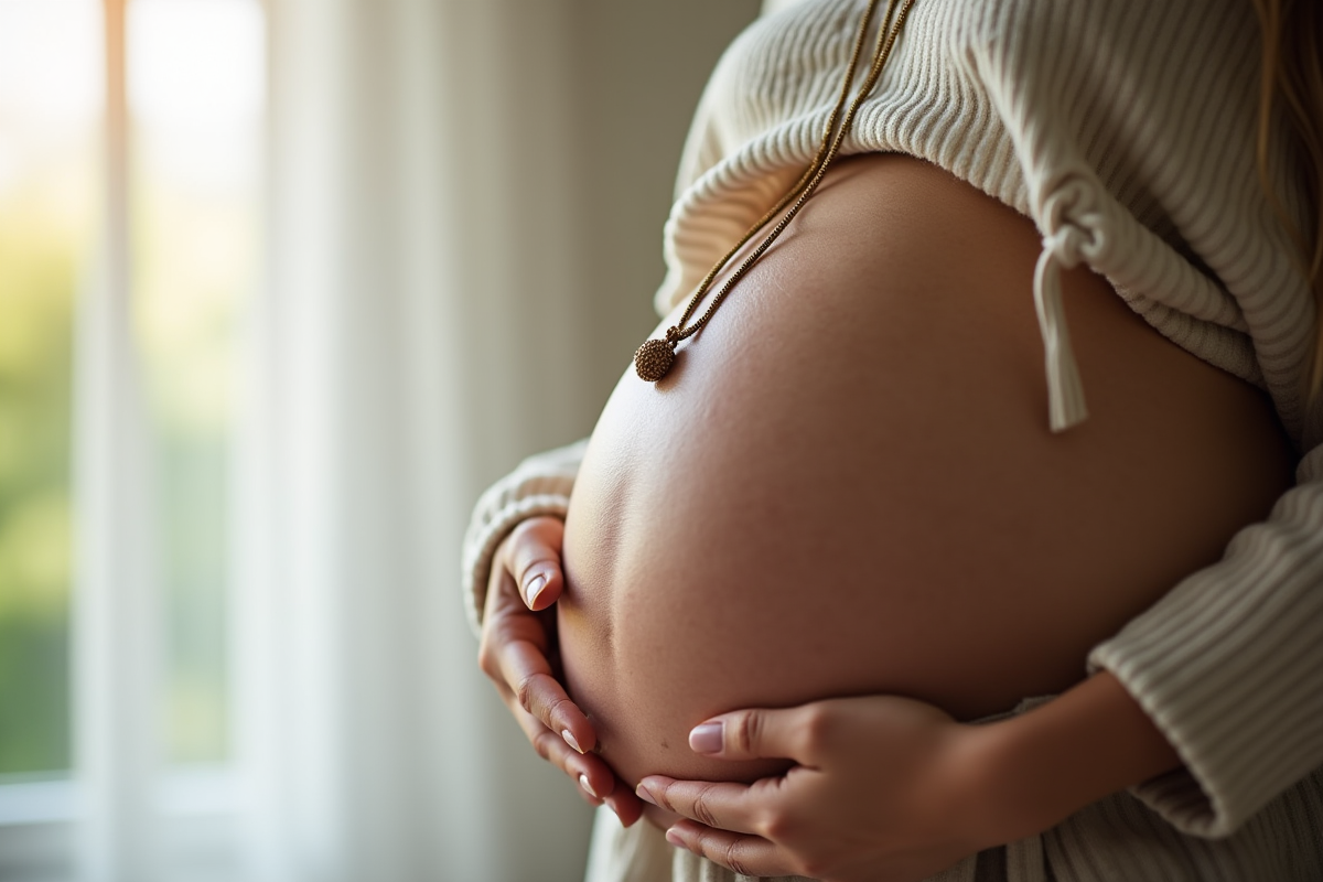 Femme enceinte tenant une bola de grossesse sur son ventre