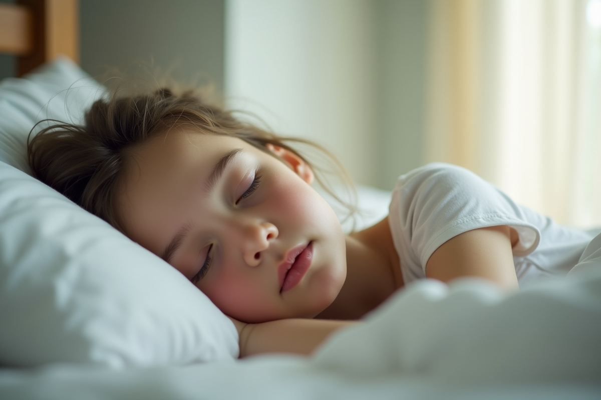 Jeune adulte dormant paisiblement dans une chambre lumineuse