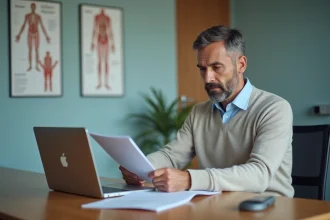 Homme medecin en consultation dans un cabinet moderne