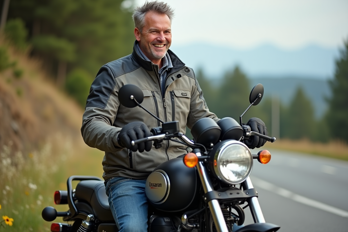 Motard en posture parfaite sur une moto de tourisme