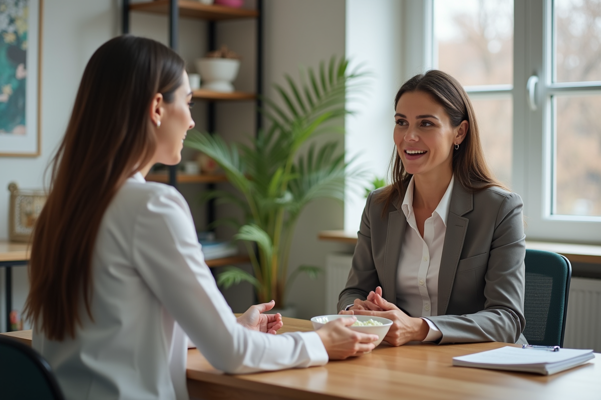 Nutritionniste discutant avec une femme enceinte autour d
