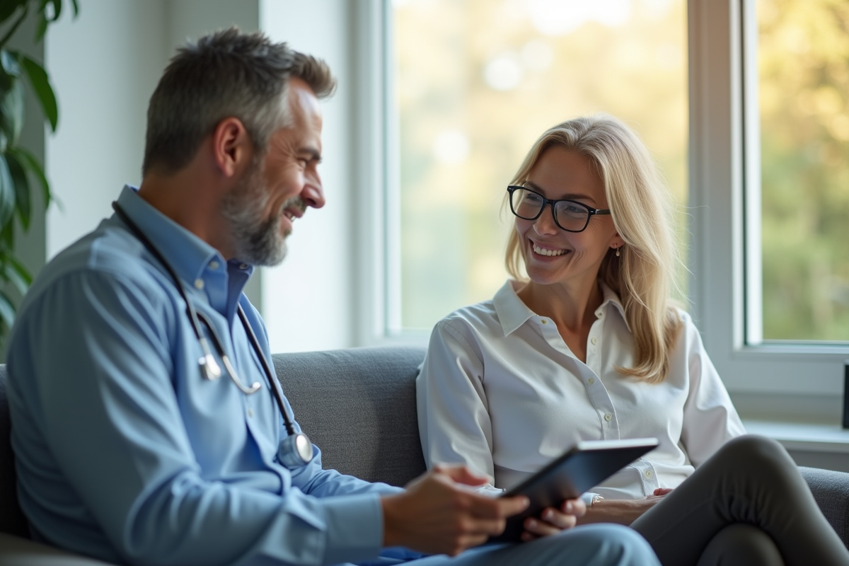 Patient atteint de cancer et médecin lors d'une consultation