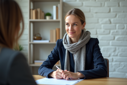 Femme therapute attentive en cabinet moderne